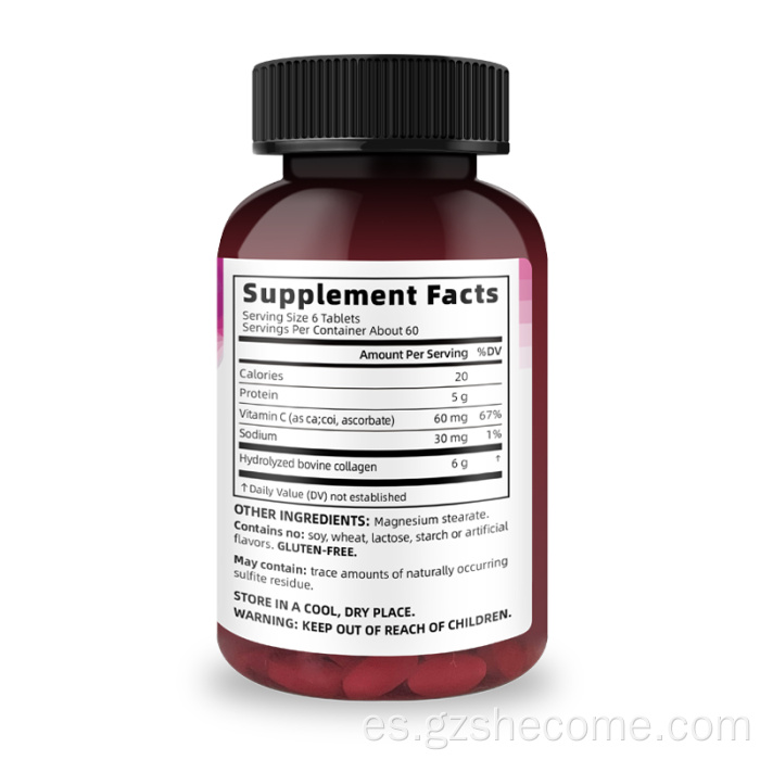 El colágeno incluye antioxidantes tabletas de colágeno hidrolizadas